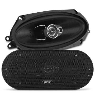 Image de Pyle 2 Enceintes coaxiales 3 Voies PL410BK 4 x 10 25 cm 100 250 mm 150 Watt rms 300 Max ohm 91 DB Noir pour Voiture, la Paire