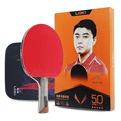 Image de ANSNOW Raquette de Ping Pong Professionnelle 5 Étoiles, Tennis Table En Fibre Carbone Approuvée Par Ittf, Éponge À Gâteau Manche Creux Pour Un Meilleur Contrôle Et Rotation