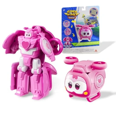 Image de Super Wings Transformations Supercharged Jett Pet, Figurine de Jeu d&#039;environ 6 cm pour Enfants, Jouet Avion et Robot Les 3 Ans Plus, garçons Filles