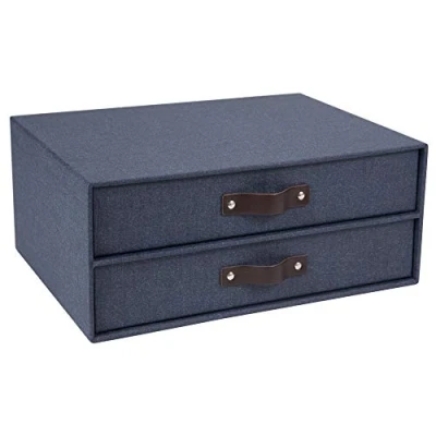 Image de Bigso Box of Sweden 9431C3843 Module de Rangement à 2 Tiroirs Panneau Fibre Bleu 25,5 x 33 14,5 cm