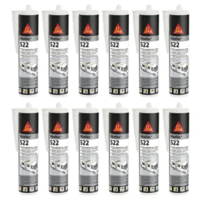 Image de 12x Sikaflex 522 mastic d&#039;étanchéité résistant aux intempéries, stable UV, à forte adhérence (nouvelle version du 521 UV et 221i) 300ml (Noir)