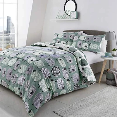 Image de Fusion Parure de Lit en Polycoton Bleu Canard Simple