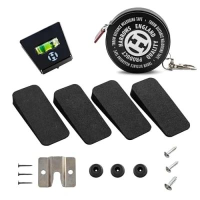 Image de Harrows kit de configuration cible fléchettes Ensemble complet avec support fléchettes, cales mesure niveau cible, mètre ruban Oche, le seul pour