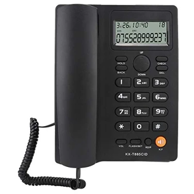 Image de Téléphone Filaire, Affichage du numéro d&#039;appelant KX T885 en Mode Mains Libres pour téléphonie Fixe hôtel avec Bureau(Noir)