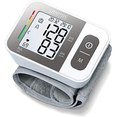 Image de Sanitas SBC 15 Tensiomètre au poignet, mesure entièrement automatique de la pression artérielle et du pouls, fonction d&#039;avertissement en cas troubles rythme cardiaque