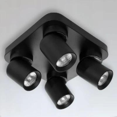 Image de Miratic Luminaire Plafonnier avec Source Lumineuse GU10 Remplaçable max. 12 W (Ampoule Non Incluse) Lampe Plafond Spot éclairage de (noir, base carrée 4 têtes)