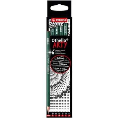 Image de Crayon graphite STABILO Othello etui x 6 crayons papier mines dures (2x 4H, 2x 3H, 2H) gamme ARTY