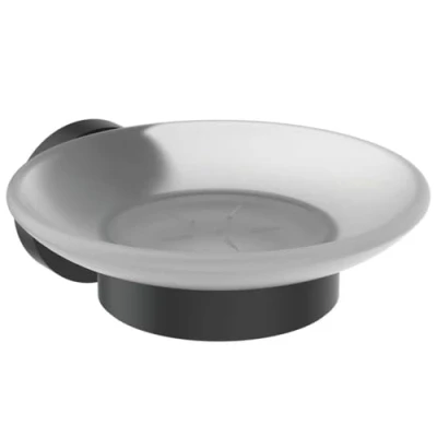 Image de Ideal Standard IOM Porte Savon Mural Rond Verre satiné Noir mat Fixations incluses A9122XG