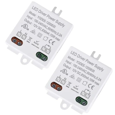 Image de Lot de 2 mini transformateurs LED 12 V/DC 10 W : transformateur 100 240 V à DC, alimentation pilote tension constante pour lumières et bandes lumineuses