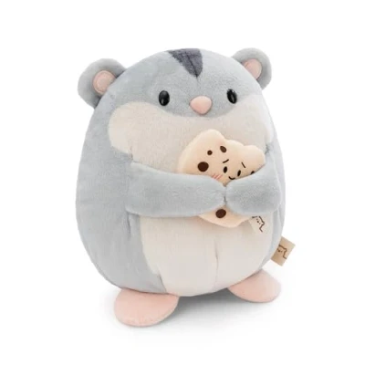 Image de NICI Peluche Hamster Shai de 16cm avec Biscuit dans Une boîte Cadeau 11x12x6,5cm Gris Doudou, Mignon Jouet en à câliner et Jouer, Excellente idée