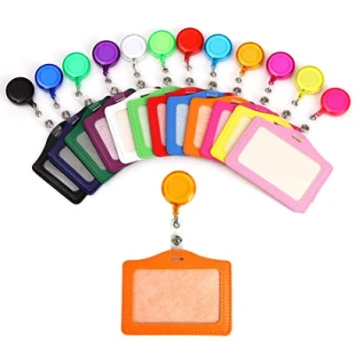 Image de FOROREH Porte Cartes Multicolores, Badge Rétractable, Titulaire de Carte d&#039;Identité Travail en Cuir avec Clip Parfait pour Permis Conduire, Vital 10Pcs Horizontal