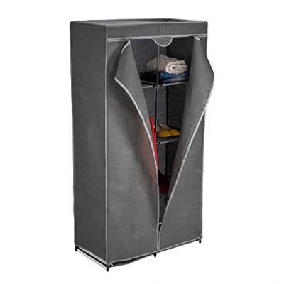 Image de Relaxdays Penderie en Tissu, Tringle à vêtements et 6 Compartiments, 170x90x45 cm, Armoire Pliante, Solide, Anthracite