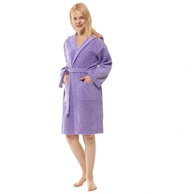 Image de Twinzen Peignoir Adolescent Garcon Fille à Capuche, 100% Coton OekoTex, Ado 9 10 Ans Mauve Tissu Eponge de Bain Ultra Doux et Absorbant