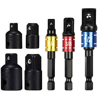 Image de wohot 7Pcs Adaptateur Douille 1/2 3/8 1/4 Forets Hexagonale Set Clé d&#039;écrou Reducteur Socket Adaptor Converter Clés à Rochet Embouts