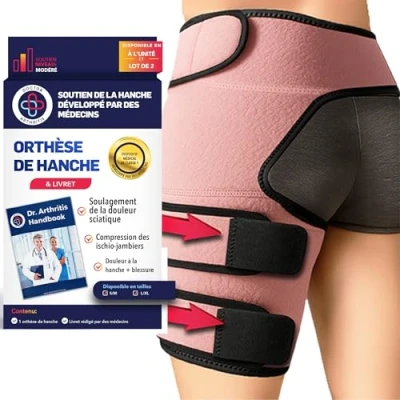 Image de Dr Arthritis Attelle de Hanche Conçue par des Médecins, Soulage Douleurs Syndrome Piriforme et Nerf Sciatique, Manchons Compression Cuisse Ischio Jambiers, Femmes Hommes [L/XL Rose, À L&#039;unité]