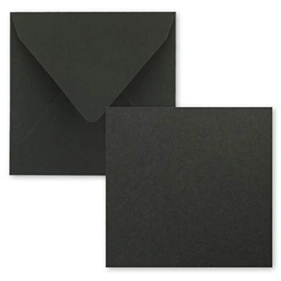 Image de FarbenFroh® by GUSTAV NEUSER® Lot de 25 cartes simples, carrées, 15 x cm, avec enveloppes, en papier kraft noir, pour vœux, etc.