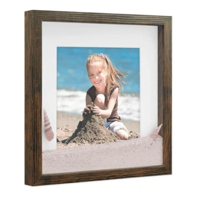 Image de PHOTOLINI Cadre Photo 3D à remplir 30 x cm chêne foncé, boîte Profond avec Passe Partout, pour Objets jusqu&#039;à 1,5 cm, Bois MDF, Verre Les Loisirs créatifs &amp; comme Cadeau