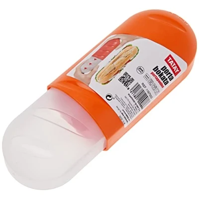 Image de TATAY Boîte a Sandwich Extensible, sans BPA, réutilisable, passe au Lave vaisselle et Micro ondes, Congélation à 40º, 1 unité, Orange. Dimension 7,7 x 6,7 18 25 cm
