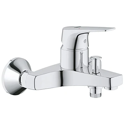 Image de GROHE Mitigeur monocommande Bain Douche Start Flow, robinet à montage mural, raccord fileté pour flexible en 1/2&quot;, rosaces métal incluses, chromé, 23772000 (Import Allemagne),Chromé