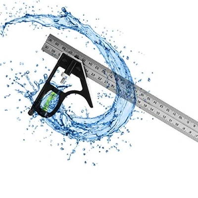 Image de 300 MM 12 &quot;Réglable Ingénieurs Combinaison Carré Ensemble, Ensemble Kit Angle Droit Règle Combo Menuiserie Charpentier Outils De Travail Du Bois En Métal Encadrement T