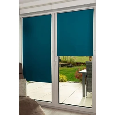 Image de K home Klemmfix Store Enrouleur occultant en Polyester, pétrole, 115 x 150 cm (l L)