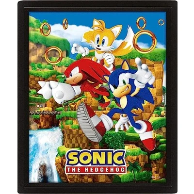Image de Pyramid International Cadre lenticulaire 3d Vrai effet de mouvement et profondeur Sonic The Hedgedog Idée cadeau anniversaire 25.5x20.5 Licence officielle