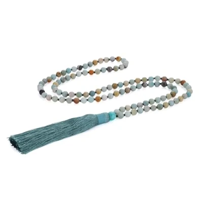 Image de COAI Collier Mala Bouddhiste 108 Perles Pierres Véritables Amazonite Multicolore Femme