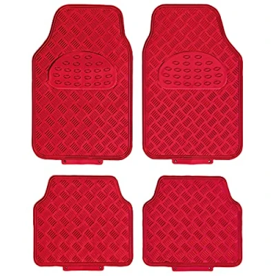 Image de TAPIS CAOUTCHOUC LOOK ALU 4PCES ROUGE