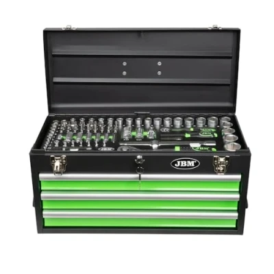 Image de JBM 54261 REFIAL BOÎTE EN MÉTAL AVEC OUTILS 143 PIÈCES SATINÉES