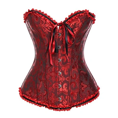 Image de Kiwi rata Corset serre taille, brocade classique Floral G string pour femme. Rouge 44