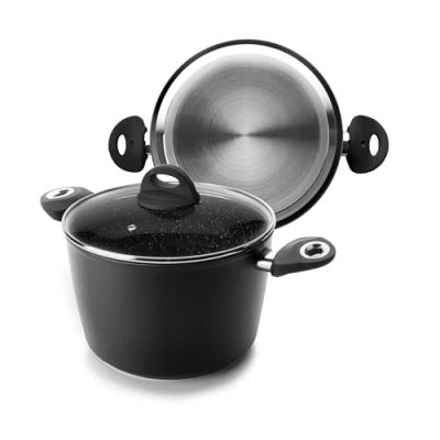Image de IBILI Marmite Nature avec couvercle en verre, 24 cm, Antiadhésif style pierre, Compatible l’induction