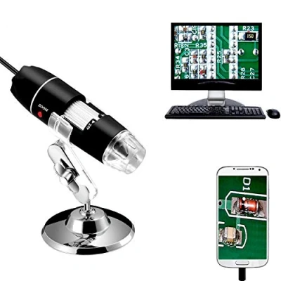 Image de Jiusion 40 Jusqu à 1000X Grossissement Endoscope, 8pcs LED USB 2.0 Microscope numérique, Mini caméra avec Adaptateur OTG et Support en métal, Compatible Mac Window 7 8 10 11 Android Linux