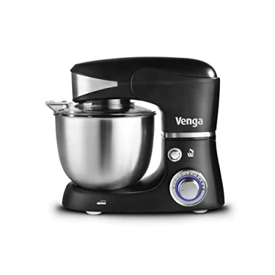 Image de Venga! Robot Pâtissier, Bol Inox 5 L, 4 accessoires et Livre de Recettes, 1000 W, Noir, VG M 3014