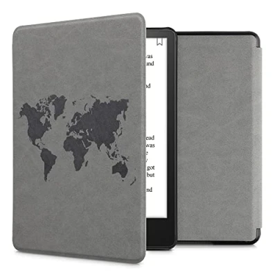 Image de kwmobile Étui liseuse Compatible avec Amazon Kindle Paperwhite 11. Generation 2021 Housse Rabat magnétique en Simili Cuir Gris