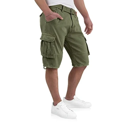Image de Indicode Kjeld Short cargo, avec 6 poches, ceinture, en 100 % coton, bermuda d&#039;été, court, pour homme, army, L