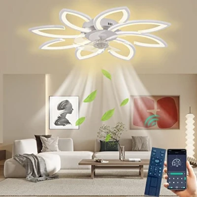 Image de Wildcat Ventilateur de Plafond avec éclairage, Plafonnier LED Moderne à Intensité Variable 90 CM et Télécommande Silencieux, Design Créatif 8 Lumières