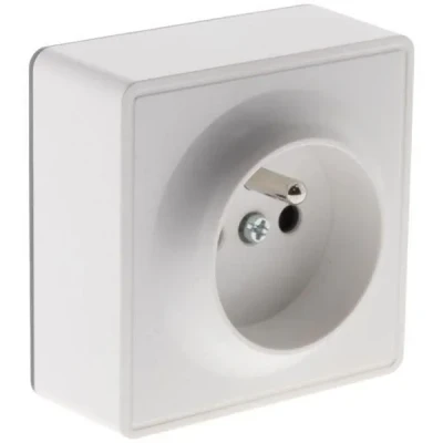Image de Prise 2P+T 16A simple en saillie blanc gamme Vulco Zenitech