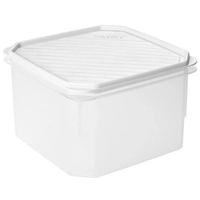 Image de TATAY Boîte Alimentaire, Hermétique, 2.9 L Capacité, Couvercle à pression flexible, sans BPA, passe au Micro ondes et Lave vaisselle, Blanc. Dimensions : 18,5 x 12,2 cm