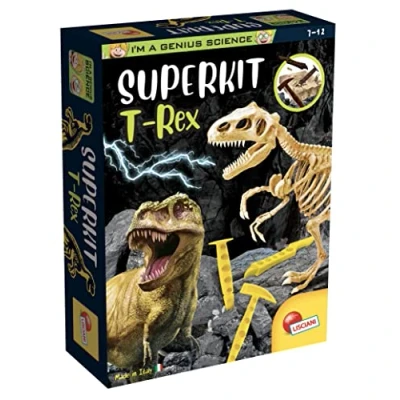 Image de Lisciani I&#039;m Genius Super Kit Déterre le bloc et construis squelette Jeu educatif cientifique pour enfants á partir de 7 ans, 81103, SUPERKIT T REX