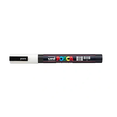 Image de Uni Posca PC 3M Marqueur peinture verre à pointe fine conique 1,3 mm Blanc