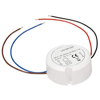 Image de Transformateur LED rond 0,5 12W, 12V DC, 220 240V, non dimmable, 12 Volt, puissance de sortie 230V &gt; DC