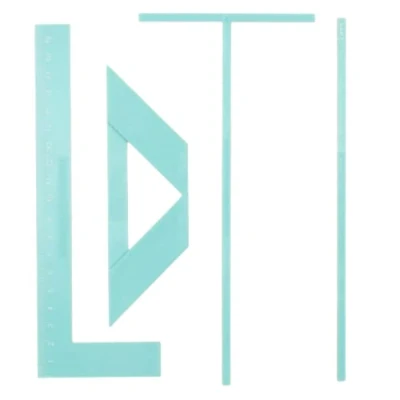 Image de Craftelier Kit complet de règles pour reliure Comprend règle en L + T guide séparation équerre couper les coins étui manuel d&#039;instructions Couleur turquoise