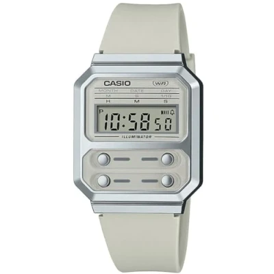 Image de Casio A100 Silicone Montre à affichage digital, Taille: One Size, Ivory