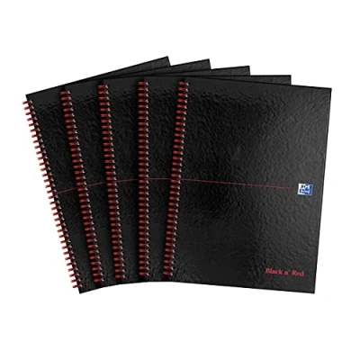Image de BLK N RED WIRNBK A4 140P FT 846350115, 5 Pezzi