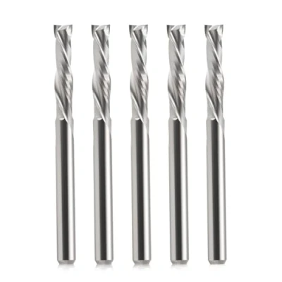 Image de EU_HOZLY Lot de 5 embouts en carbure tungstène pour routeur CNC, 3,175 x 15 mm, coupe haut et bas