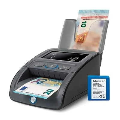Image de Safescan 155 S Complete détecteur de faux billets portable pour vérifier rapidement les Détection sur 7 points Machine vérification d&#039;argent 100% précise avec batterie et empileur