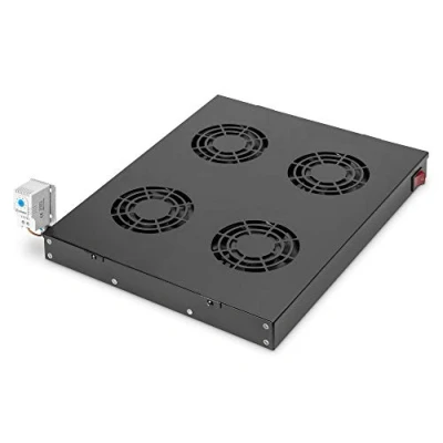 Image de Unité de ventilation DIGITUS pour rack 19&quot; (1HE), ou montage sur le toit dans l&#039;armoire serveur et réseau VarioFLEX, 4x ventilateur, thermostat, noir (RAL 9005)