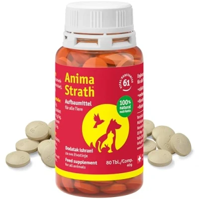 Image de Anima Strath Complément Alimentaire pour Chiens (80 Comprimés) 61 Nutriments, Vitamines, Minéraux, Acides Aminés, Naturel Le Système Immunitaire et la Digestion.