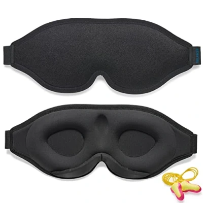 Image de Masque de Nuit Innovant 2024 pour Hommes et Femmes, Conception Sommeil qui Bloque la Lumière Dormir, les Siestes, Méditation, Voyages (Noir)