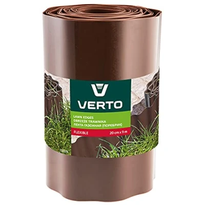 Image de VERTO Bordure flexible pour pelouse et parterre Marron 9 m de longueur 20 cm hauteur En plastique résistant aux chocs Facile à monter Barrière fiable des racines/bordure